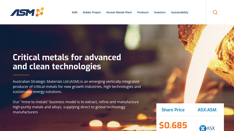 Australian Strategic Materials Ltd (ASM) - Critical metals for advanced and clean technologies