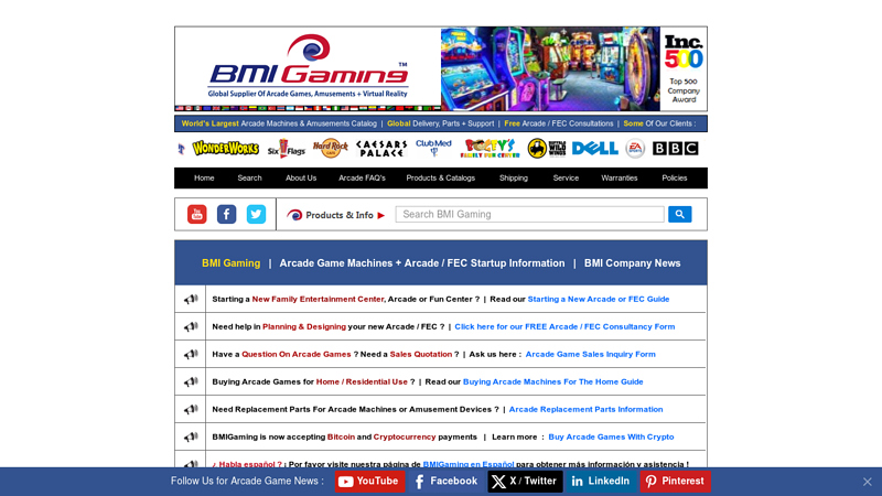 BMI Gaming : Arcade Games For Sale | Global Supplier of Arcade Machines, Redemption Games, Video Arcade Games, Sports Games and Amusement Devices For Sale