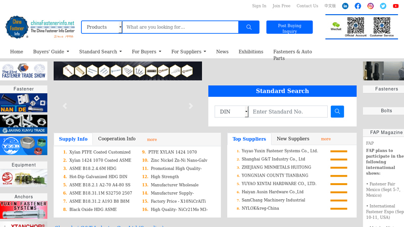 China Fastener Info - The Most Popular Fastener Media of Bolts|Nuts|Rivets|Washers|Anchors