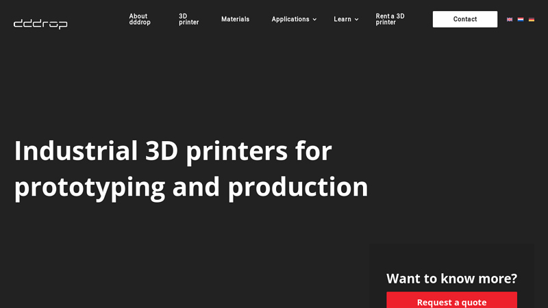 Home - dddrop - Professional FFF 3D Printers - Additive manufacturing
