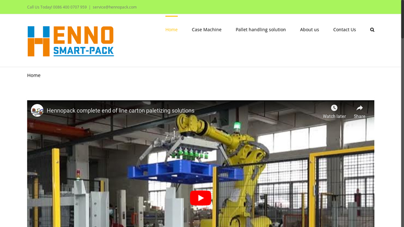 Hennopack Case machine,Stretch wrapper,case packer,Palletizing system,