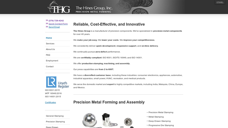 Metal Stamping | Precision | Deep Draw | Progressive | Fourslide | Transfer | Machining | Assembly