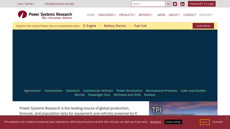 Power Systems Research: Global Resource for production data since 1976