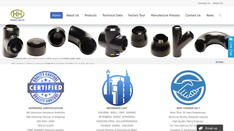 butt weld pipe fittings company,forged pipe fittings factory,pipe fittings and flanges manufacturer-Haihao Pipe Fitting Factory