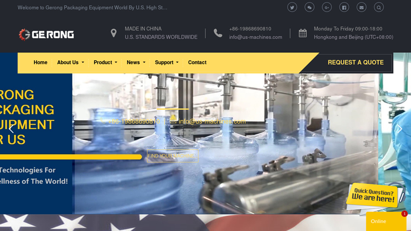 Chinese Machines Manufacturer for US Customers! - Filling bottling line,Capper,Sealer,Labeler,Packaging machinery,Form-fill&seal,End packaging line,Integrated packaging line,Processing equipment,Other machinery